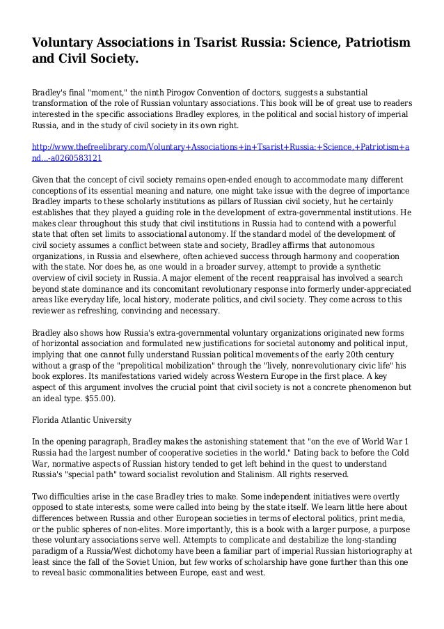 Voluntary Associations in Tsarist Russia: Science, Patriotism, and Civil Society